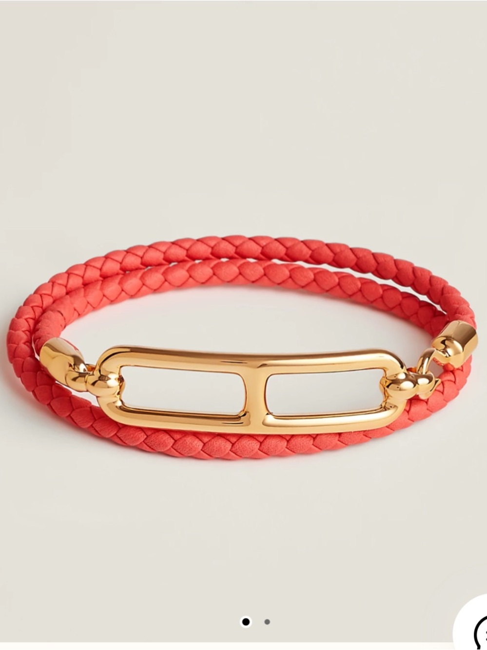 Hermes Roulis Double Tour Bracelet (Rose Texas / Yellow Gold)